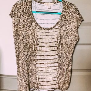 Size M beige scale print Michael Kors top